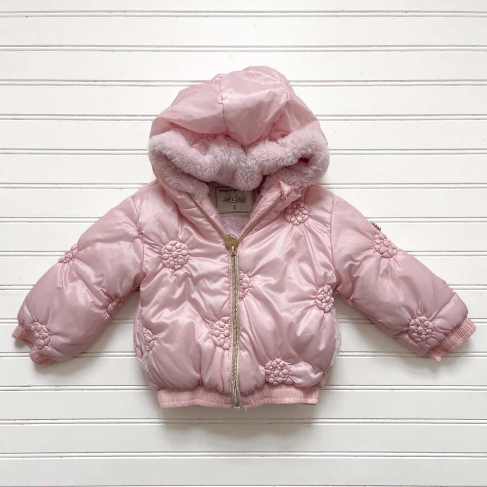 LE CHIC NWOT Light Pink Fur Lined Hooded Winter Jacket